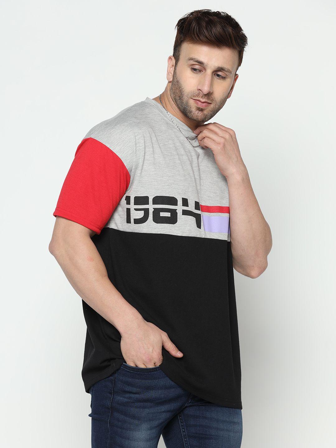 Cotton Blend Color Block Half Sleeves Mens Round Neck T-Shirt (Code: C2391405)