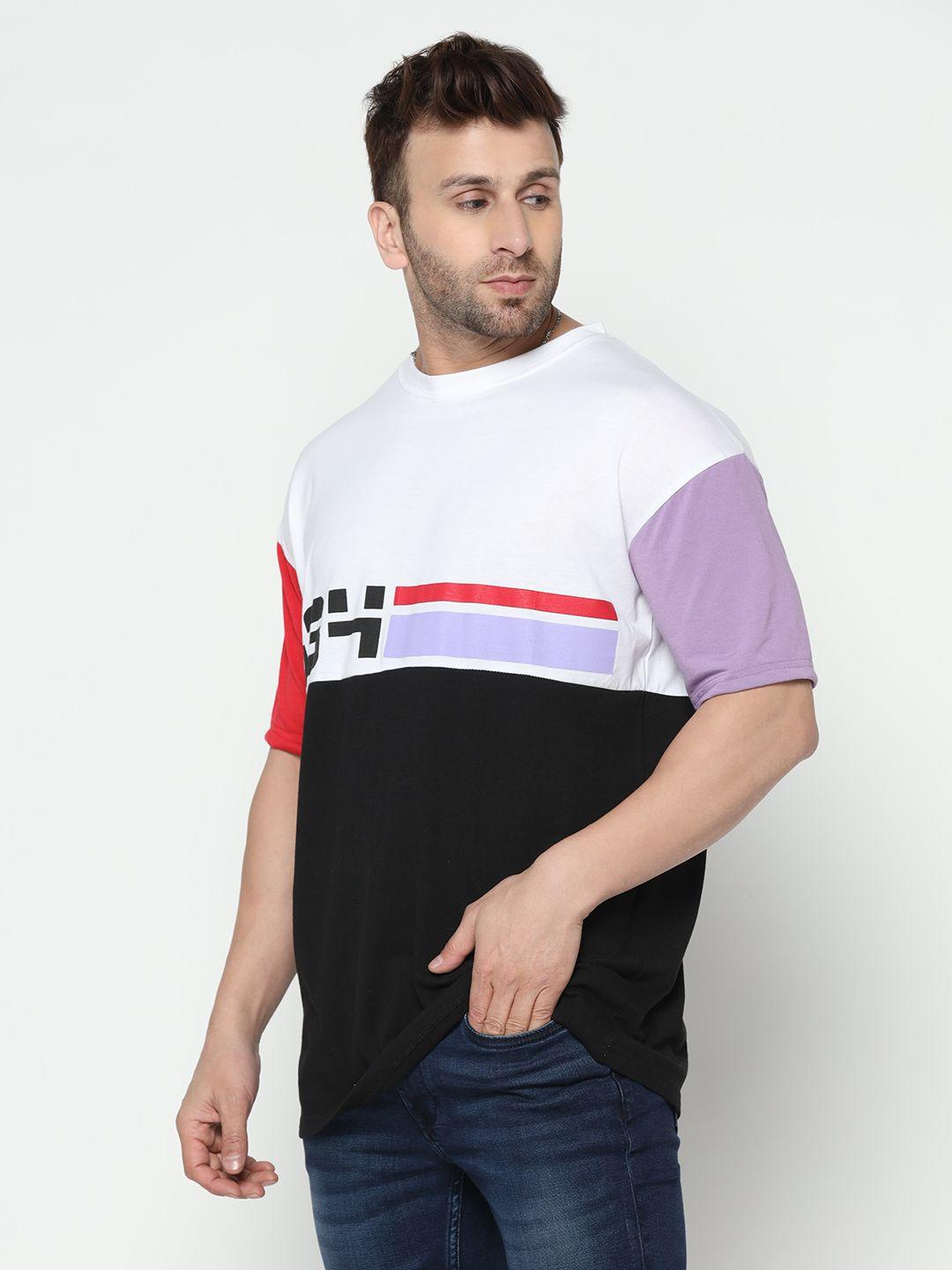 Cotton Blend Color Block Half Sleeves Mens Round Neck T-Shirt (Code: C2391407)